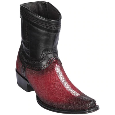 LOS ALTOS BOOTS MENS #76B1143 LOW SHAFT EUROPEAN SQUARE TOE | GENUINE STINGRAY ROWSTONE LEATHER BOOTS | COLOR FADED BURGUNDY image 0