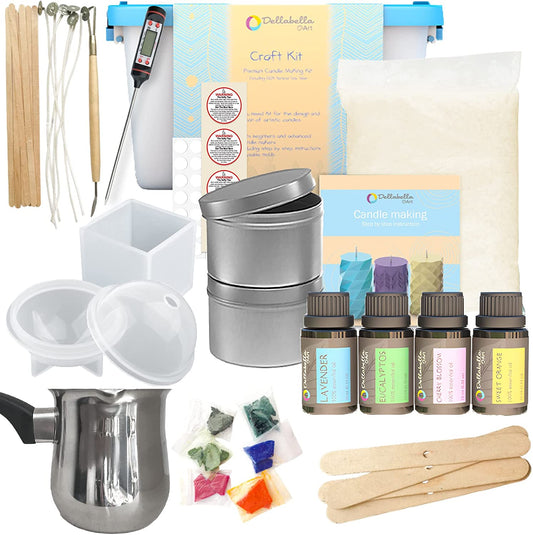 Soy Wax Candles Making Kit – Complete Set with Carving Tool, Storage Box, 1Kg Soy Wax, Reusable Molds, 4 Oil Scents, Color Dyes, Melting Jug image 0