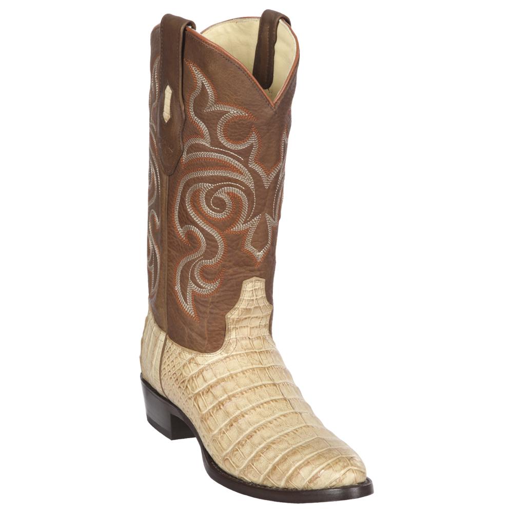 Los Altos Boots Mens #65G8251 Round Toe | Genuine Caiman Belly Boots Handcrafted | Color Honey | Greasy Finish image 0
