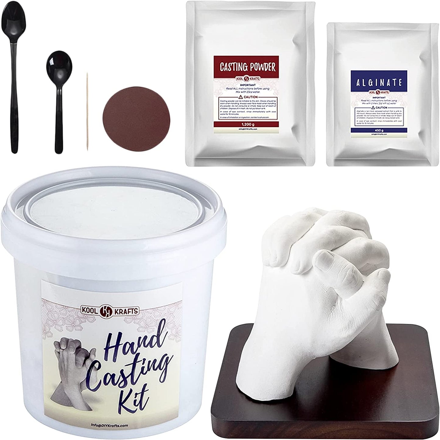 Hand Casting Kit for Couples | DIY Plaster Statue Molding Kit | DIY Hand Mold Kit | Anniversary for Men, Women | Wedding Gift | Wooden Mahogany Base | Mother's Day Gifts for Wife image 0