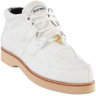 WILD WEST BOOTS #2ZA052828 MEN'S | COLOR WHITE | MEN'S WILD WEST CAIMAN WITH OSTRICH CASUAL SHOES HANDCRAFTED image 0