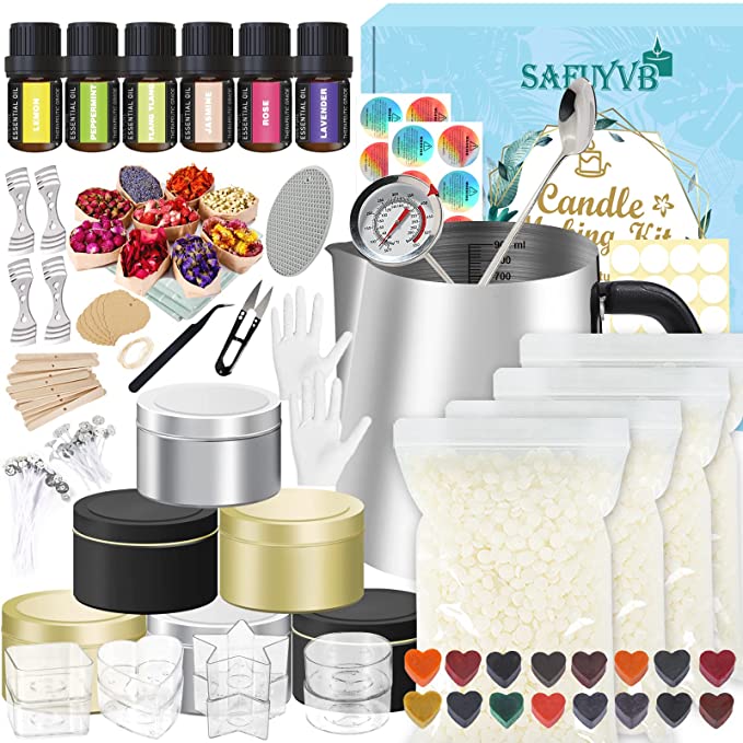 Candle Making Kit with Wax Melter Plate for DIY Candle Making, 1lbs Organic Soy Candle Wax, Enough to Make 10 Candles, with Candle Making Supplies, Wax Melting Pot, and Instructions image 0