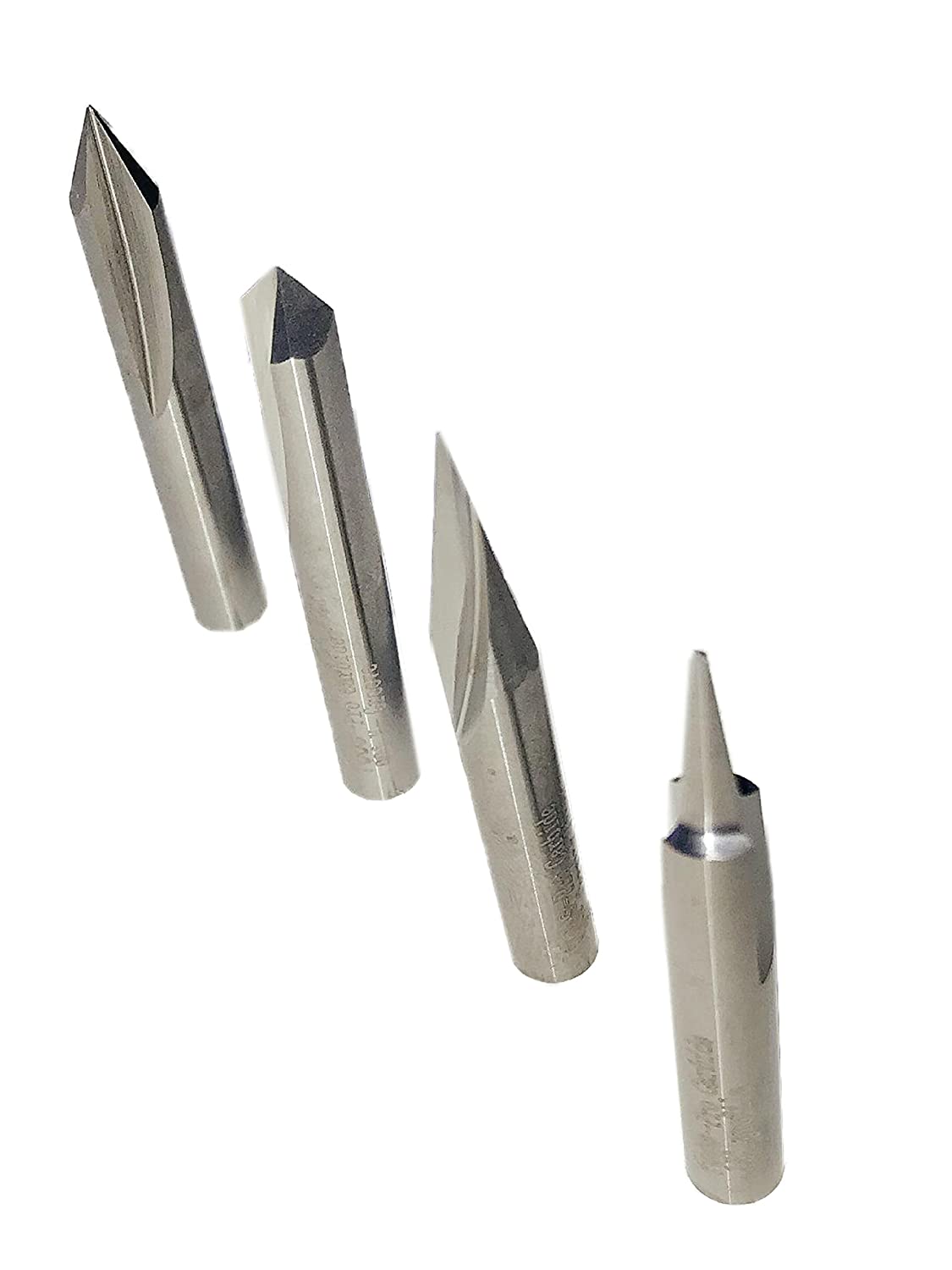 FOOS - Engraving CNC Wood Carving Router Bit Set - 4pcs - Solid Carbide - 1/4” Shanks - Veteran Owned = Profile + Carving Liner + 2 V Groove USA Veteran Owned image 0