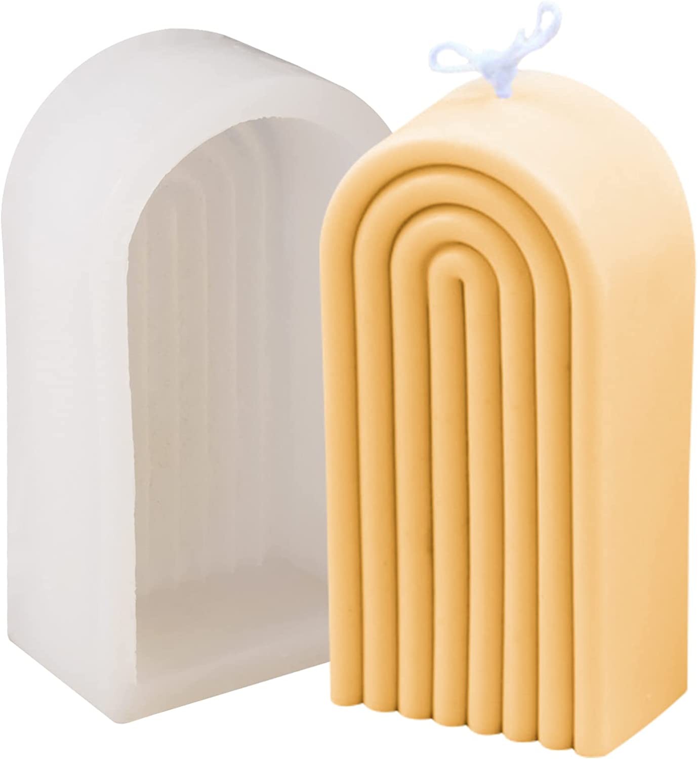 ONNPNN Geometric Rainbow Candle Mold, Striped U-Shaped Silicone Mold, Simple Lines Plaster Epoxy Molds, Abstract Architectural Resin Moulds for Lotion Bar Bath Bomb Clay Handicrafts Home Decoration image 0