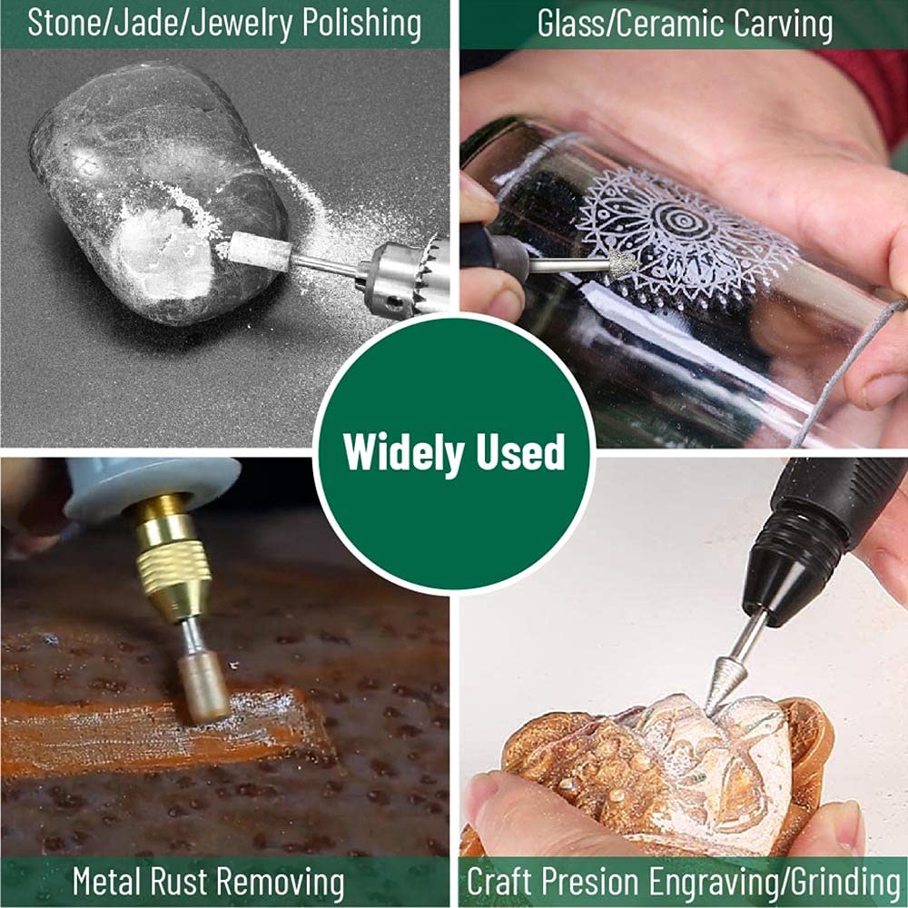 Stone Carving Set Diamond Burr Bits, 20PCS Polishing Kits Rotary Tools Accessories with 1/8’ Shank For Carving, Engraving, Grinding, Polishing Stone, Rocks, Jewelry, Glass, Ceramics image 2