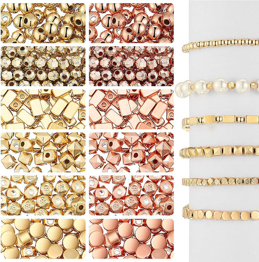 2200 Pieces Assorted Spacer Beads Faceted Rondelle Shape Beads Round Loose Bead Flat Disc Beads Tiny Tube Beads Small Spacer Beads with Hole for DIY Crafts Bracelets, Necklaces and Jewelry Making image 0