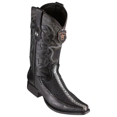 LOS ALTOS BOOTS MENS #76F1105 EUROPEAN SQUARE TOE | GENUINE FULL ROWSTONE STINGRAY WITH DEER SIDES BOOTS | COLOR BLACK image 0