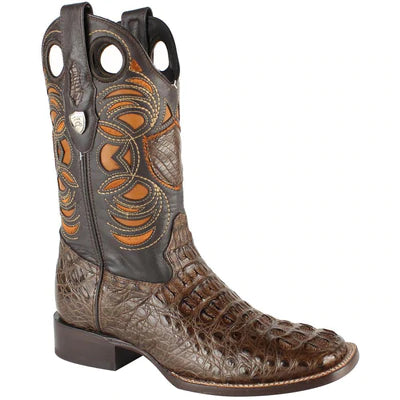 WILD WEST BOOTS #28240207 MEN'S | COLOR BROWN | MEN’S WILD WEST CAIMAN HORNBACK BOOTS SQUARE TOE HANDCRAFTED image 0
