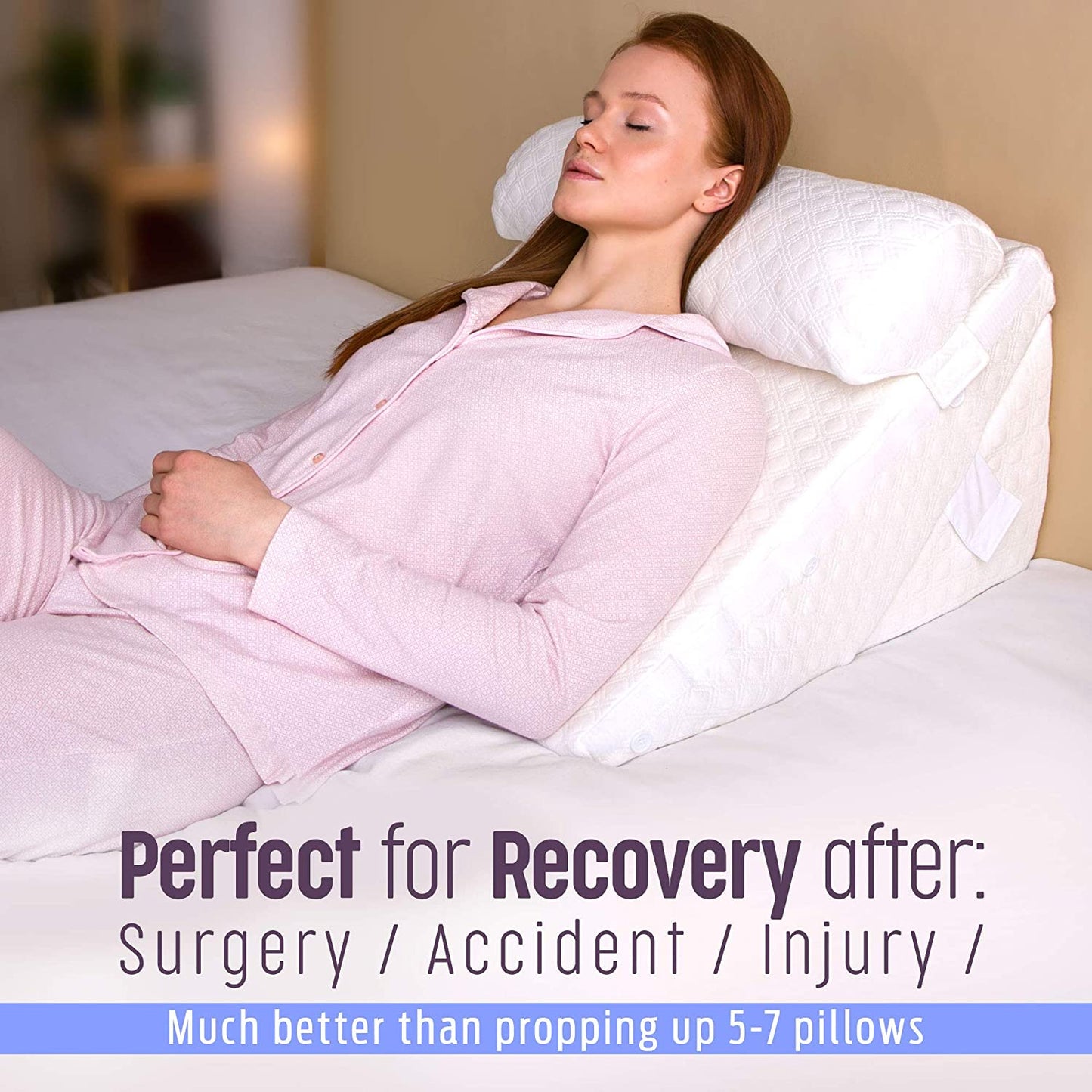 Flexicomfort Memory Foam Wedge Pillow for Sleeping with Adjustable Head Support Cushion - Post Surgery Pillow - Folding Incline Cushion System for Legs - Washable Cover image 2