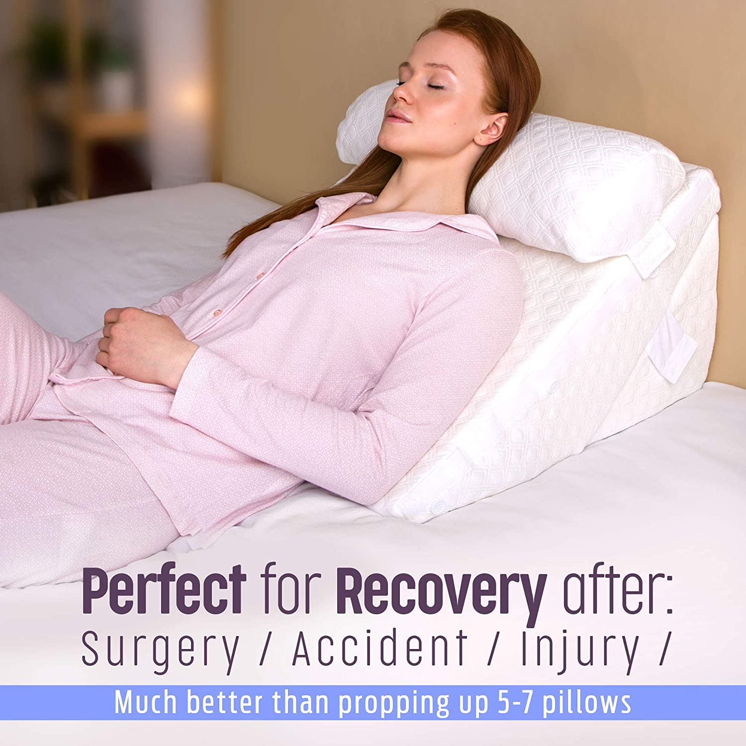 Flexicomfort Memory Foam Wedge Pillow for Sleeping with Adjustable Head Support Cushion - Post Surgery Pillow - Folding Incline Cushion System for Legs - Washable Cover image 2