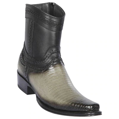 LOS ALTOS BOOTS MENS #76B0738 LOW SHAFT EUROPEAN SQUARE TOE | GENUINE TEJU LIZARD LEATHER BOOTS | COLOR FADED GRAY image 0