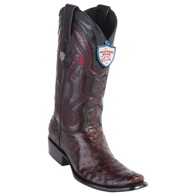 WEST BOOTS #2790318 MEN'S | COLOR BLACKCHERRY | MEN'S WILD WEST FULL QUILL OSTRICH BOOTS DUBAI TOE HANDCRAFTED image 0