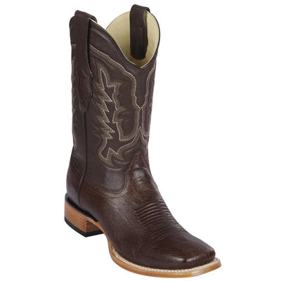 LOS ALTOS BOOTS MENS #8279707C WIDE SQUARE TOE | GENUINE SMOOTH OSTRICH LEATHER BOOTS | COLOR BROWN image 0