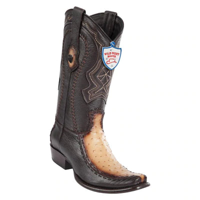 WEST BOOTS #279F0315MEN'S | COLOR FADED ORYX | MEN'S WILD WEST FULL QUILL OSTRICH BOOTS DUBAI TOE HANDCRAFTED image 0