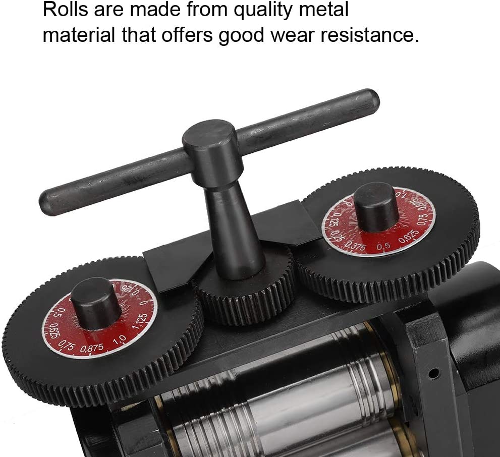 Manual Rolling Mill Machine, 110mm Wide Good Wear Resistance Combination Jewelry Rolling Mill Tabletting Machine Roller Wire Flat Pattern Sheet Metal Jewelry Marking DIY Tool for Jewelry Design image 2