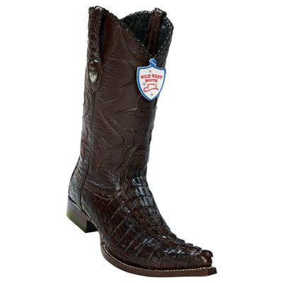 WILD WEST BOOTS #2950107 MEN'S | COLOR BROWN | MEN'S WILD WEST CAIMAN TAIL 3X TOE BOOTS HANDCRAFTED image 0