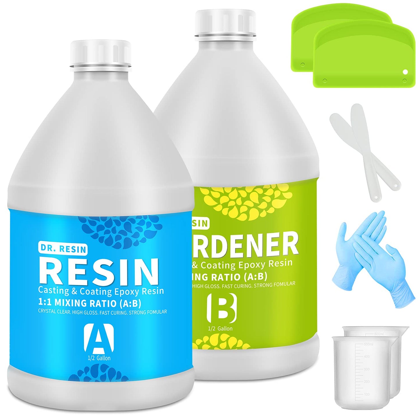 Clear Epoxy Resin Kit 2 Part Art Resin Epoxy Kit 1 Gallon Resin Kit Crystal Jewelry Tabletop Resin with Bonus Cups Sticks Spreaders and Gloves image 0