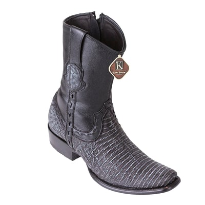 MEN'S KING EXOTIC TEJU LIZARD BOOTS DUBAI TOE HANDCRAFTED SANDED BLACK (479B0774) image 0