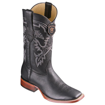 LOS ALTOS BOOTS MENS #8222705 WIDE SQUARE TOE | GENUINE GRISLY LEATHER BOOTS | COLOR BLACK image 0