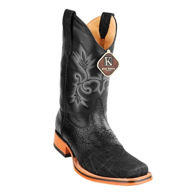 MEN'S KING EXOTIC ELEPHANT SKIN BOOTS WITH SADDLE SQUARE TOE HANDCRAFTED BLACK (48177005) image 0