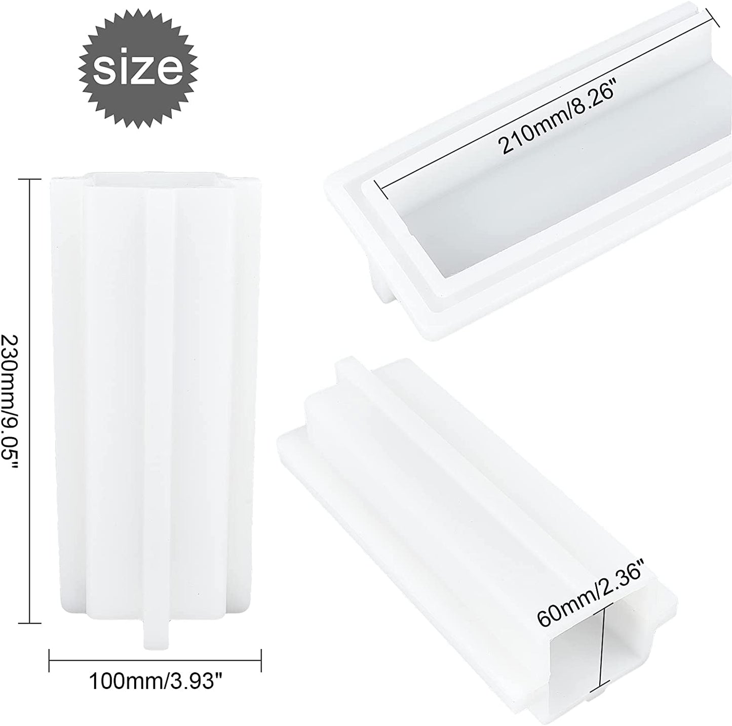 AHANDMAKER Square Shape Tube Column Silicone Soap Mould, Embed Soap Making Supplies Column Silicone Mould for DIY Craft Christmas Cake Baking Handmade Candle Soap Making Supplies image 1