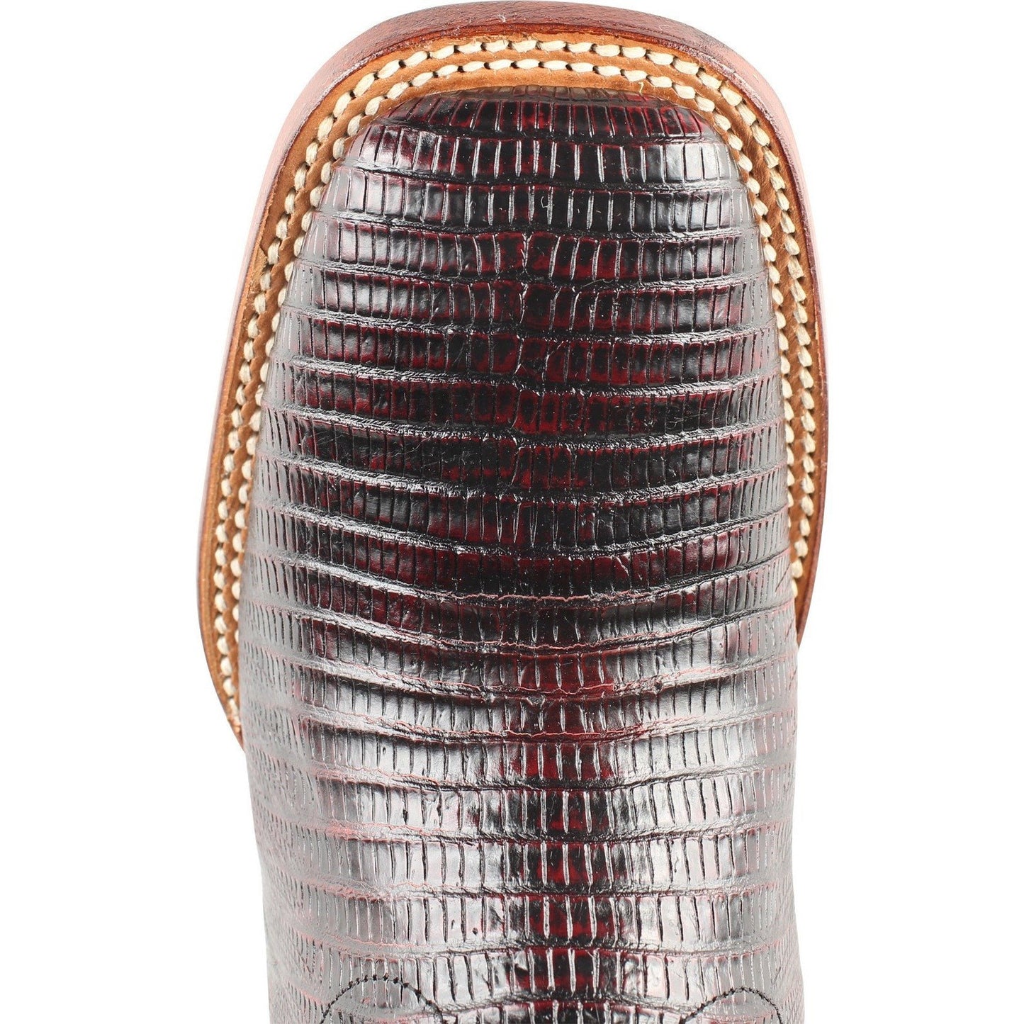 Los Altos Boots Mens #8220718 Wide Square Toe | Genuine Teju Lizard Leather Boots | Color Black Cherry image 1