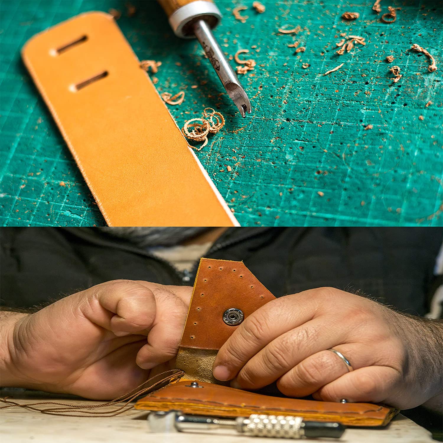 Dorhui 194 Pieces Leather Working Tools with Instruction,Leather Stamping Tools with Cutting Mat Snaps and Rivets Kit, Stitching Groover, Prong Punch, Leather Saddle Making Tools for DIY Leather Craft image 6