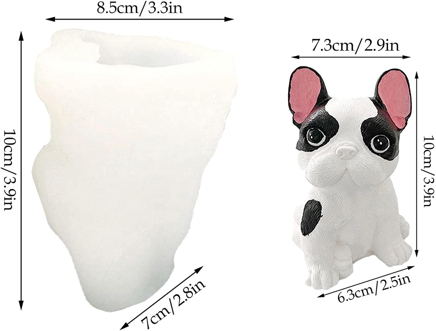 Uwariloy 3D Silicone Bulldog Mould, Bull Dog Candle Molds Dog Puppy Animal Shaped Sculpture Casting Mold Handmade Soap Mould Aroma Wax Making Mold for DIY Crafts Chocolate Cake Beeswax Candle Making image 1