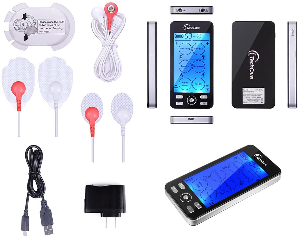 TechCare Plus 24 Modes Tens Unit Massager Rechargeable Unit Electric Complete Set + Massage Belt + Reflexology Shoes Back Neck Pain image 2