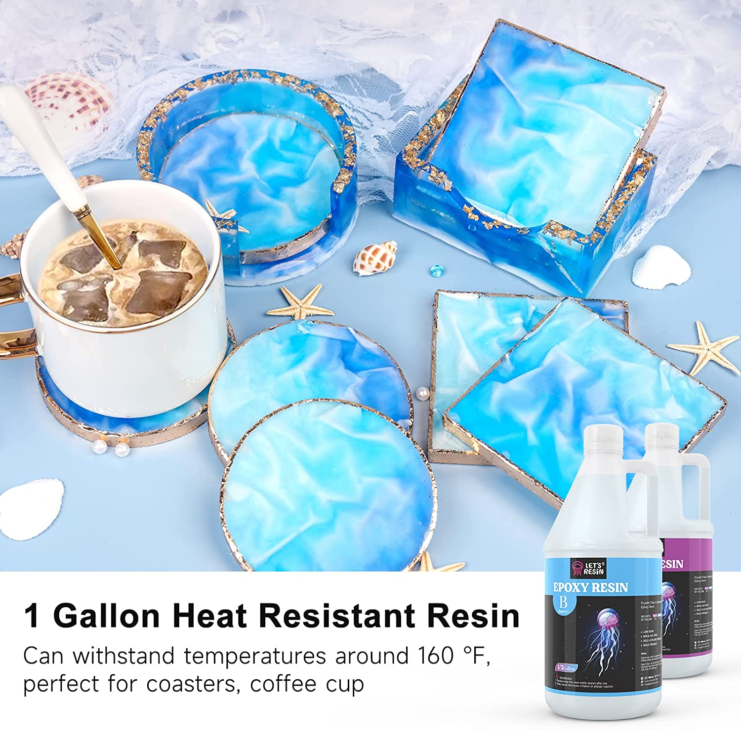 LET'S RESIN Epoxy Resin Kit, 1 Gallon Bubble Free &amp; Crystal Clear Epoxy Resin, Table Top Epoxy Resin for Coating, Casting, DIY, Bar Top, River Tables, Resin Art, Wood image 2