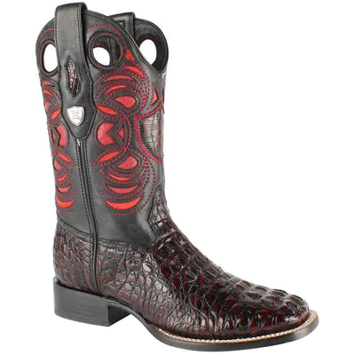 WILD WEST BOOTS #28240218 MEN'S | COLOR BLACK CHERRY | MEN’S WILD WEST CAIMAN HORNBACK BOOTS SQUARE TOE HANDCRAFTED image 0
