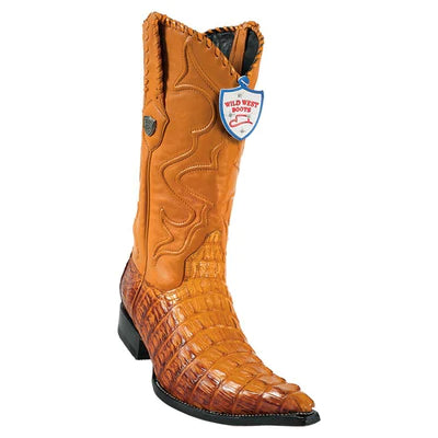 WILD WEST BOOTS #2950176 MEN'S | COLOR BUTTERCUP &amp; COGNAC | MEN'S WILD WEST CAIMAN TAIL 3X TOE BOOTS HANDCRAFTED image 0