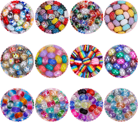Assortment European Large Hole Spacer Beads,Fairy Garden Beads Rhinestone Craft Beads for DIY Charms Bracelet Jewelry Making (12 Style) image 0