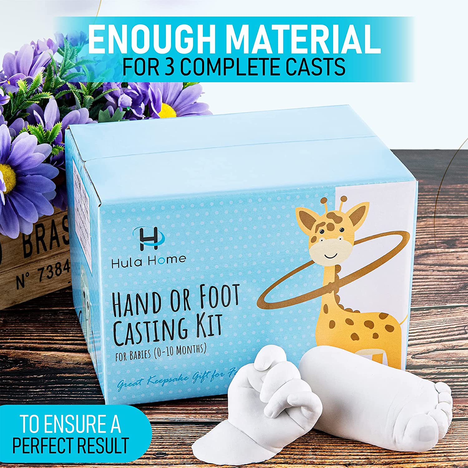 Hula Home Baby Keepsake Hands Casting Kit | Plaster Hand Molding Kit for Infant Hand &amp; Foot Mold | Hand Mold Sculpture Kit for Newborns, Toddlers, Babies | Baby Gifts image 1