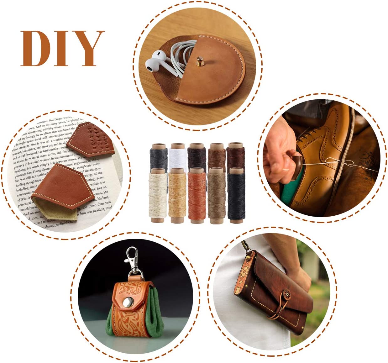 ilauke Leather Sewing Kit - 31 Pcs Leather Working Tools Upholstery Repair Kit with Waxed Thread, Leather Stitching Kit for DIY/Beginner Leather Sewing/Shoe Repair Kit image 2