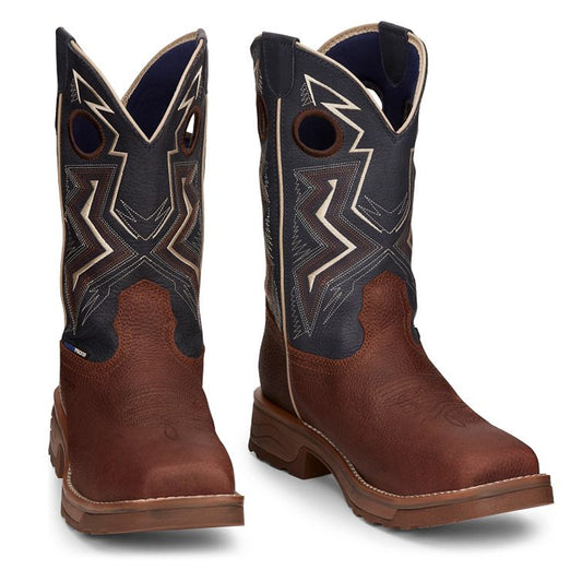 Tony Lamas Men's Footwear Work Force 11" Wide Square Composite Toe Waterproof Work Boot Color Dark  Brown image 0