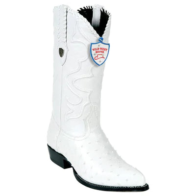 WILD WEST BOOTS #2990328-1 MEN'S | COLOR WHITE | MEN'S WILD WEST FULL QUILL OSTRICH J TOE BOOTS HANDCRAFTED image 0