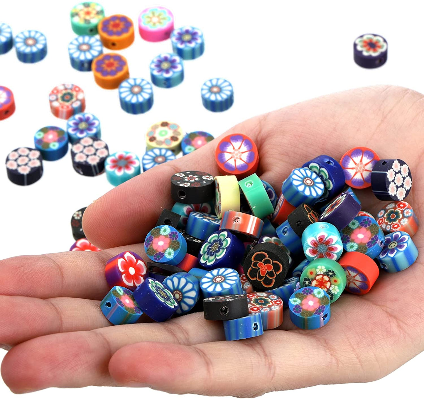 ZENFUN 500 Pcs Fruit Polymer Clay Beads Kit, 5 Style Mixed Spacer Bead Handmade Soft Beads Trendy Bracelet Beads for DIY Jewelry Making, Necklace Craft Making Supplies, Flower Animal Round image 2