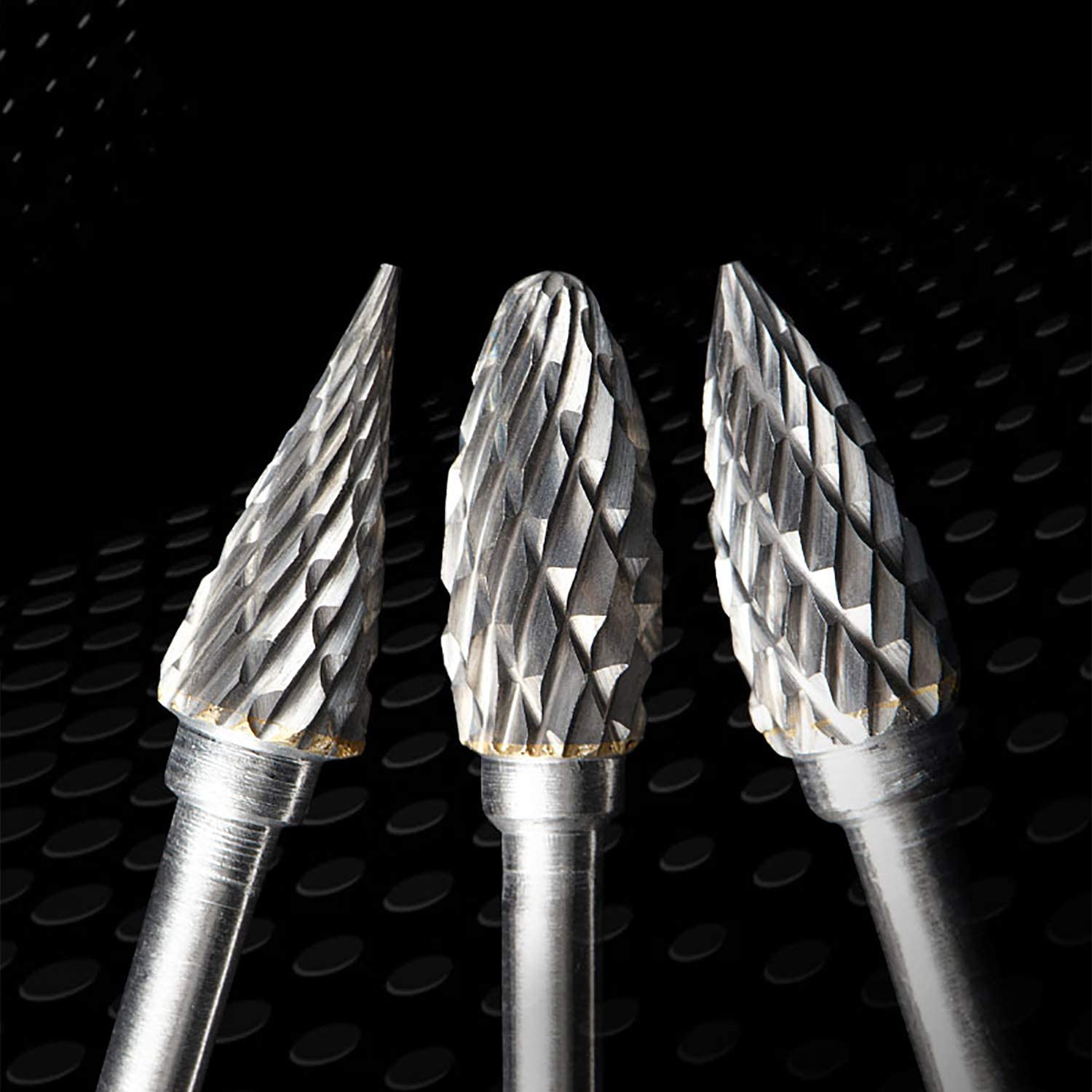 Rotary Burr Set, 10pcs Tungsten Carbide Rotary Burrs Set Double Cut Points Files Grinder Fit Rotary Tool for Engraving Wood Working Carving Polishing and Drilling, 1/8" Bit Shank 1/4” Head Size image 5