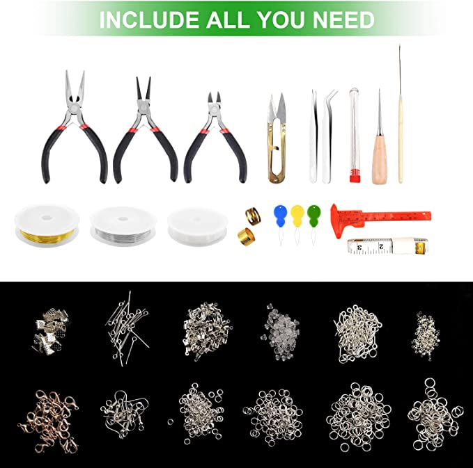 Jewelry Making Supplies Kit with Jewelry Tools, ForTomorrow Jewelry Wires Findings Set for Jewelry Repair, Beading, Bracelets, Earrings, DIY Handmade image 4