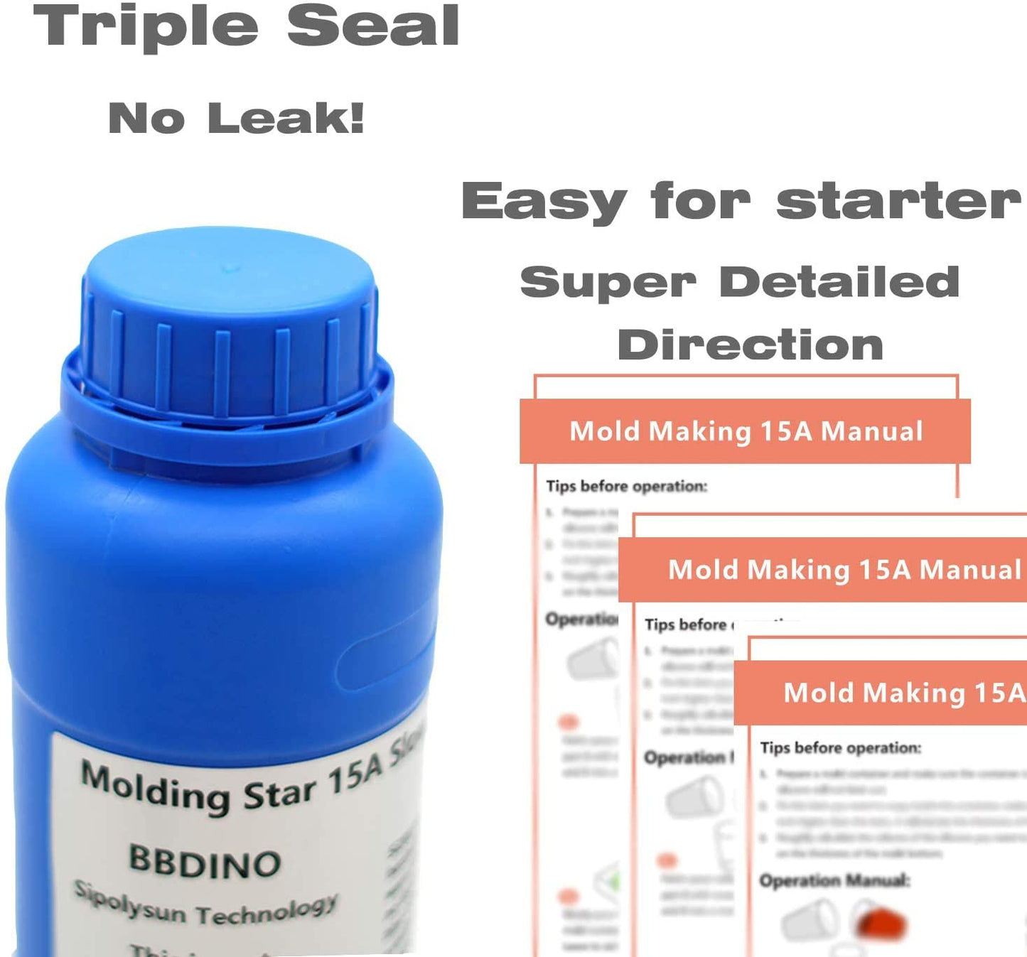 BBDINO Silicone Mold Making Kit, Non-Toxic Mold Making Silicone Rubber N.W 2.2 lb, Platinum Liquid Silicone Mold Making Rubber, Ideal for Resin/Soap/Wax/Chocolate Molds Casting Silicone Molds DIY image 5