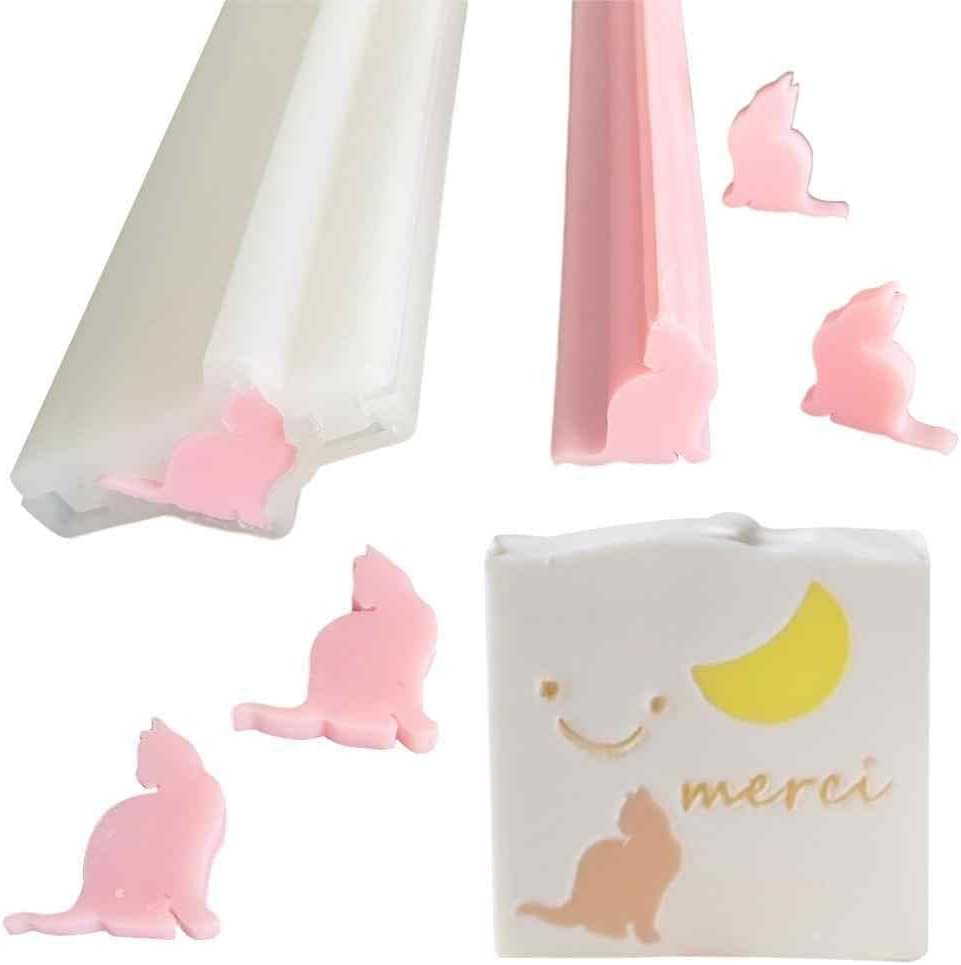 Cat Shaped Long Tube Silicone Soap Mold Kitten Kitty Column Chocolate Candy Mold Handmade Candle Mold Embed Soap Making Supplies image 0