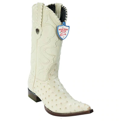 WILD WEST BOOTS #2950304 MEN'S | COLOR WNTERWHITE | MEN'S WILD WEST FULL QUILL OSTRICH 3X TOE BOOTS HANDCRAFTED image 0