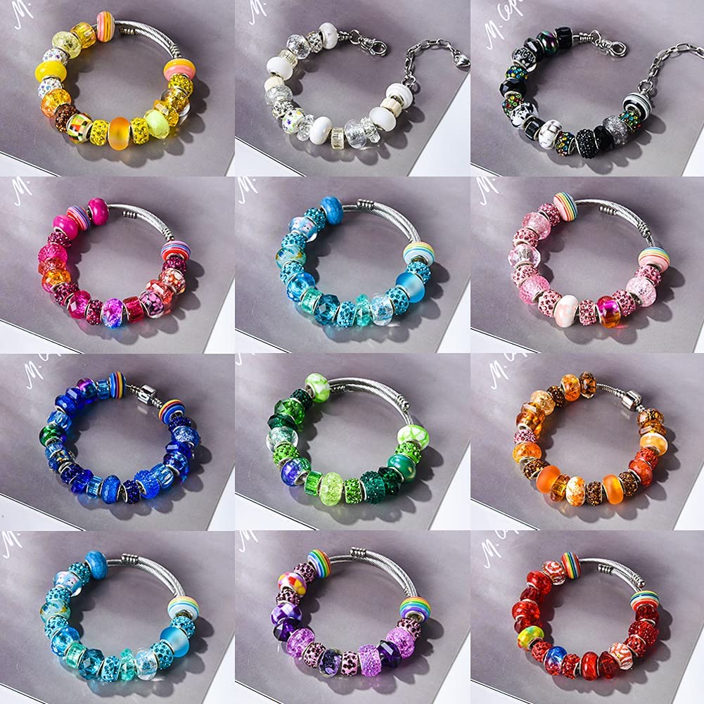 Aipridy Assortment European Large Hole Beads Spacer Beads Rhinestone Craft Beads for DIY Charms Bracelet Jewelry Making (Rainbow) image 4
