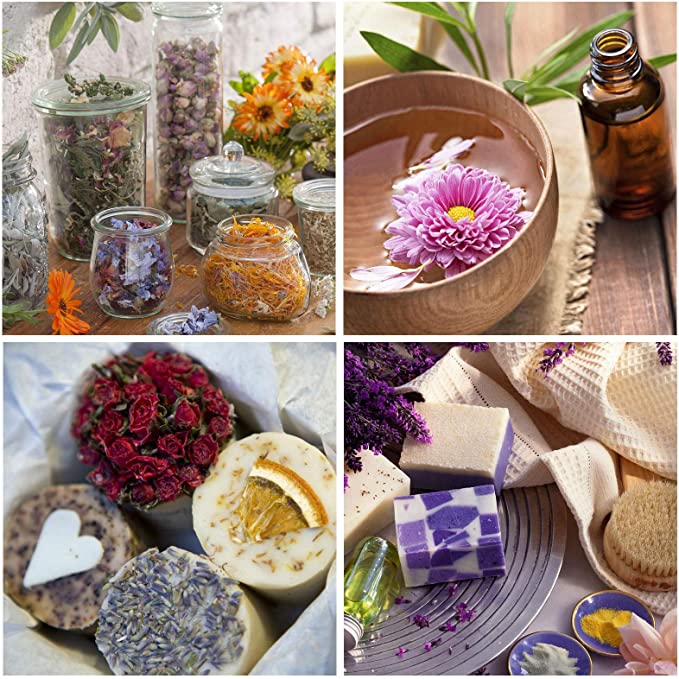 20g/Bag Dried Flowers,100% Natural Dried Flowers Herbs Kit for Soap Making, DIY Candle Making,Bath - Include Rose Petals,Lavender,Don't Forget Me,Lilium,Jasmine,Rosebudsand More(12 Bags) image 3