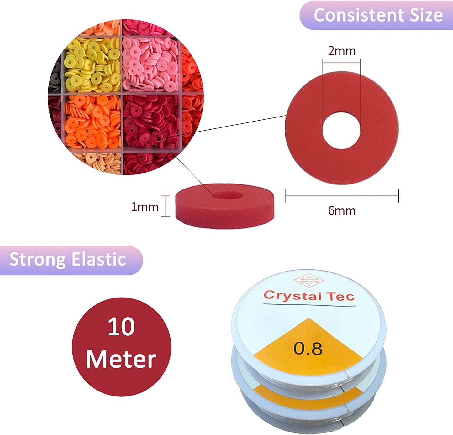 14600pcs Clay Beads for Bracelets Making Kit, 56 Colors Polymer Heishi Flat Clay Beads Charms for Jewelry Earring Making Kit Smiley Face Letter Beads with Necklace Strings Stuff Gift for Girls 6-12 image 4