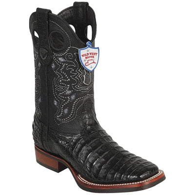 WILD WEST BOOTS #28258205 MEN'S | COLOR BLACK | MEN'S WILD WEST CAIMAN BELLY BOOTS WIDE SQUARE TOE RUBBER SOLE HANDCRAFTED image 0