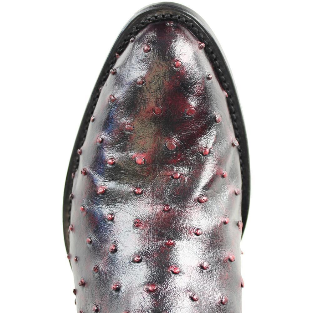 Los Altos Boots Mens #650318 Round Toe | Genuine Full Quill Ostrich  Boots Handmade | Color Black Cherry image 1