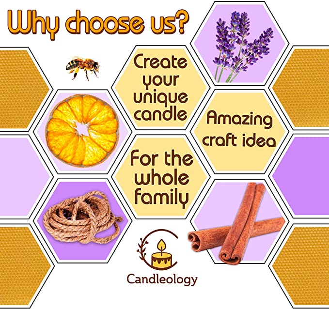 Beeswax Candle Making Kit - All-Inclusive DIY Candle Making Kit for Adults and Kids - Candle Rolling Kit DIY Candle Maker - Beeswax Sheets for Candle Making Kit - Candle Starter Kit Beeswax Candle Kit image 4