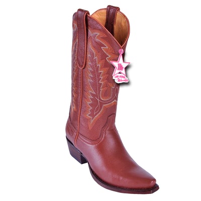 WOMEN'S LOS ALTOS SNIP TOE DEER LEATHER BOOTS HANDCRAFTED | COLOR COGNAC (348303) image 0